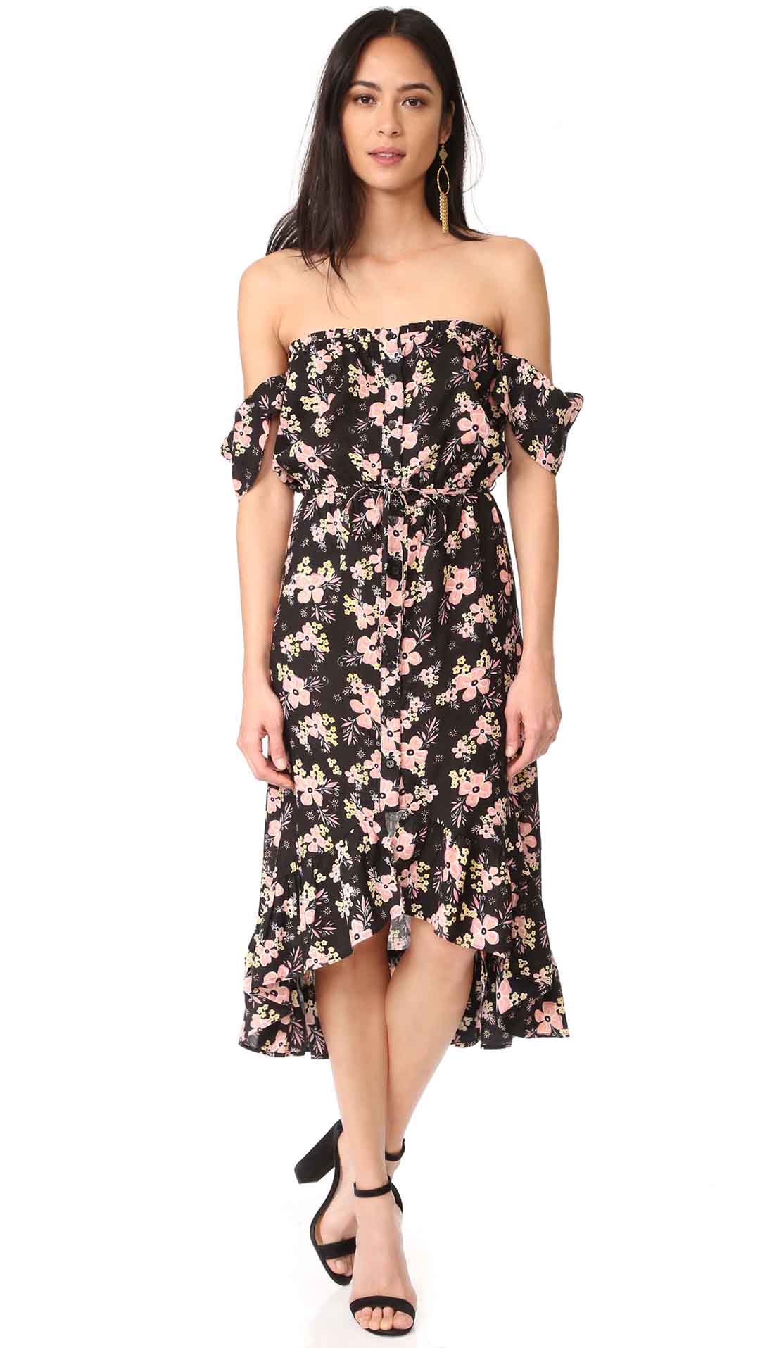RahiCali Malibu Escape Strapless Dress Black Malibu Print Floral shopbop floral print dresses under 100 dollars