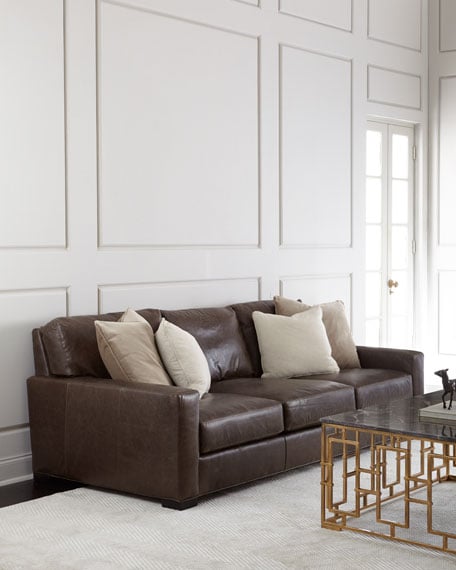Rappold Leather Sofa Brown Horchow summer sale 2017