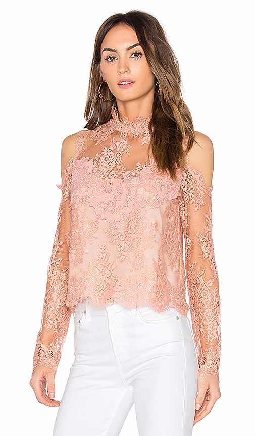 SAYLOR EVANGELINE LACE TOP Dusty Pink cold shoulder tops summer 2017