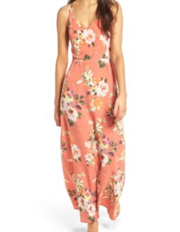 SOPRANO Floral Strappy Back Maxi Dress Coral nordstrom maxi dresses under $100