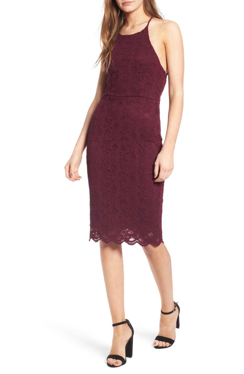 SOPRANO Lace Body-Con Dress Plum nordstrom anniversary sale