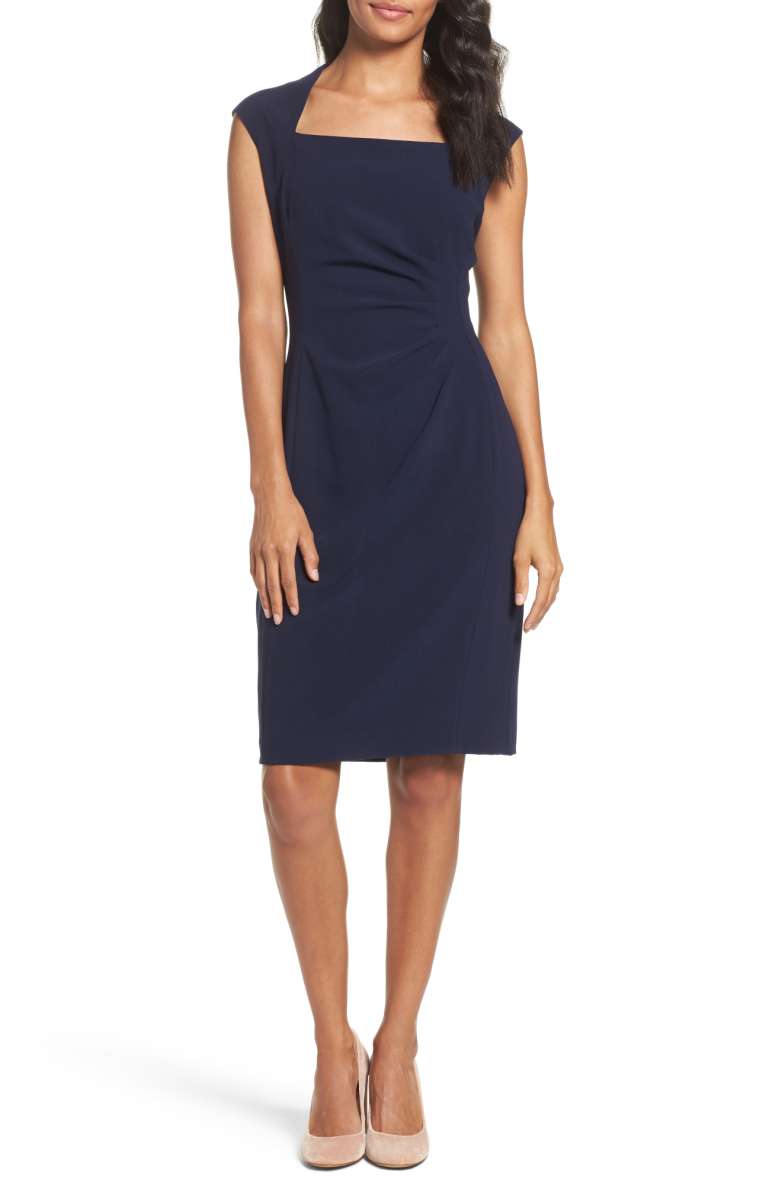 TAHARI Crepe Sheath Dress Navy Blue nordstrom anniversary sale 2017