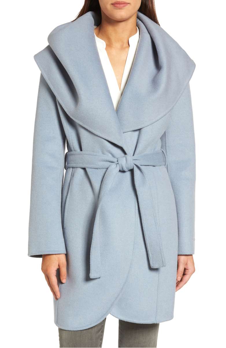 TAHARI Marla Double Face Wool Blend Wrap Coat Pale Blue nordstrom anniversary sale 2017