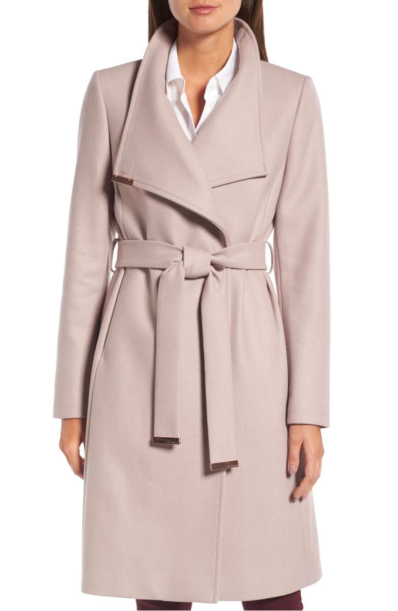 TED BAKER LONDON Wool Blend Long Wrap Coat Dusky Pink nordstrom anniversary sale