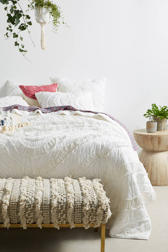 Textured Medallion Quilt White Anthropologie weekend sale