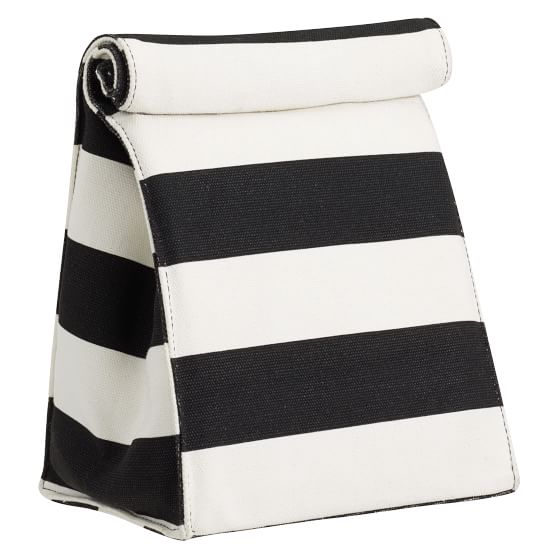 The Emily & Meritt Black/White Stripe Sack Lunch Bag PBteen epic summer sale pottery barn teen