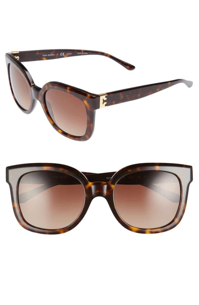 Tory Burch Modern-T 54mm Gradient Cat Eye Sunglasses Black Polar Dark Tortoise nordstrom anniversary sale 2017