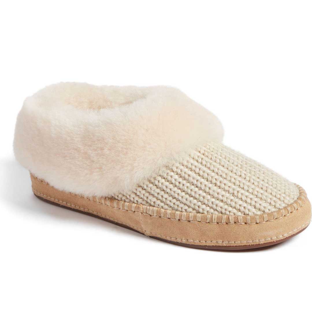 Ugg Wrin Rib-Knit & Genuine Shearling Slipper Cream Suede nordstrom anniversary sale