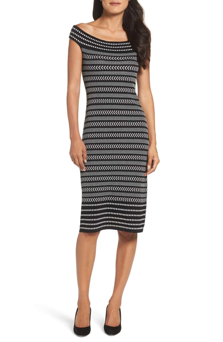 VINCE CAMUTO Midi Sweater Dress Black Ivory Nordstrom anniversary sale