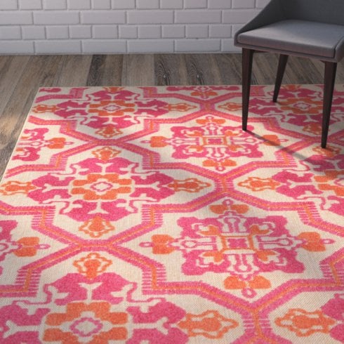 Varick Gallery Sawin Sand/Pink Indoor/Outdoor Area Rug Wayfair rug market sale