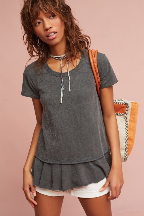 Wilt Layered Crew Neck Tee Black anthropologie weekend sale