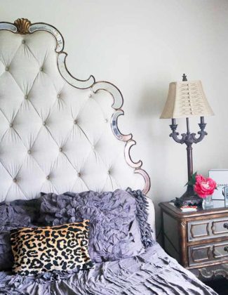 candace rose Anderson of Candie Anderson hooker furniture bristol upholstered bed georgina duvet cover bedding leopard print pillow mirrored nightstand candieanderson blog lifestyle anthropologie sale