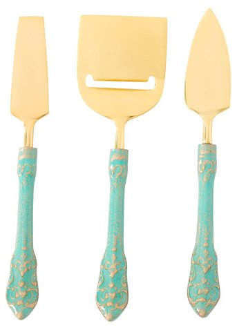 3-Pc Antico Cheese Knife Set, Turquoise One Kings Lane 20 percent off sale