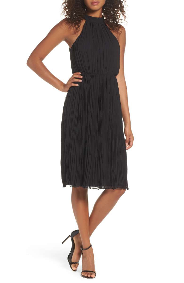 ALI & JAY Pleated Dress Black halter dresses fall wedding guests