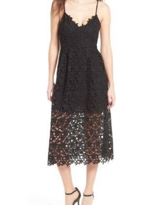 ASTR THE LABEL Lace Midi Dress Black