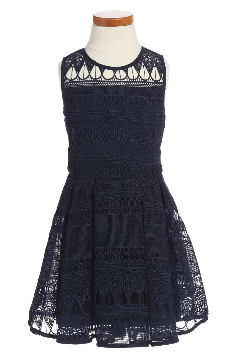 BARDOT Junior Linear Lace Dress Navy Blue toddler girls dresses back to school