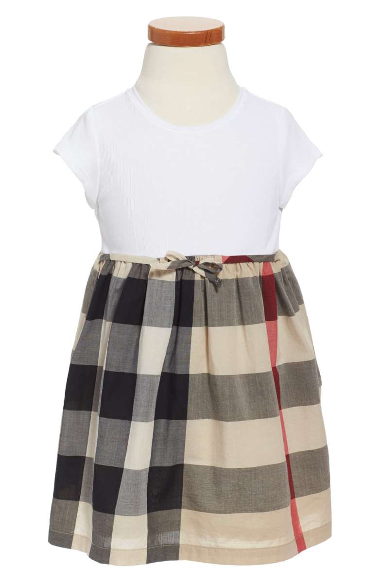 BURBERRY 'Mini Rosey' Check Cotton Dress New Classic Check toddler girls dresses back to school