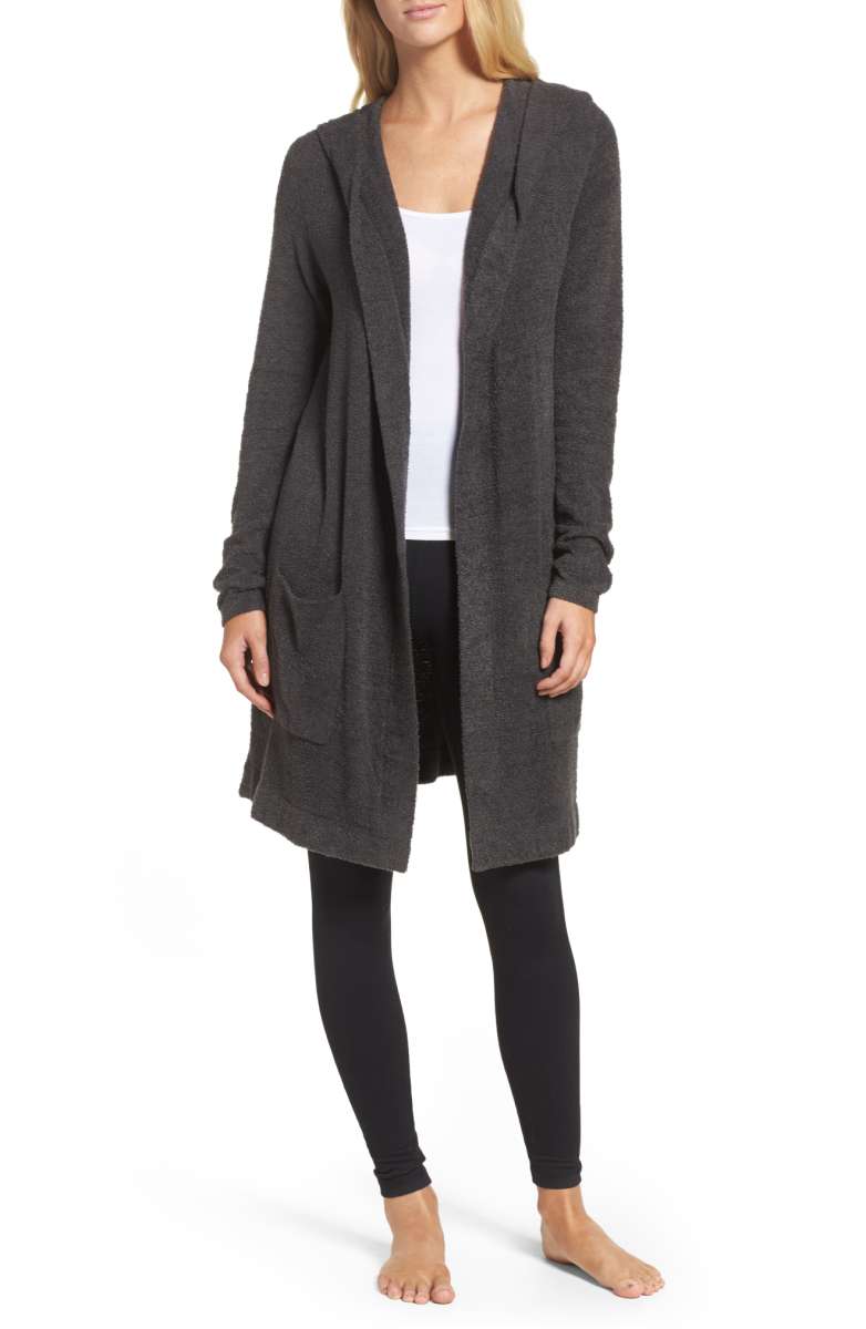 Barefoot Dreams Cozychic Lite® Coastal Hooded Cardigan Carbon Grey black lightweight cardigans fall 2017
