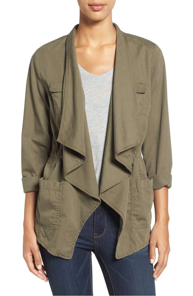 Caslon Draped Utility Jacket Olive Tarmac military jackets women fall 2017