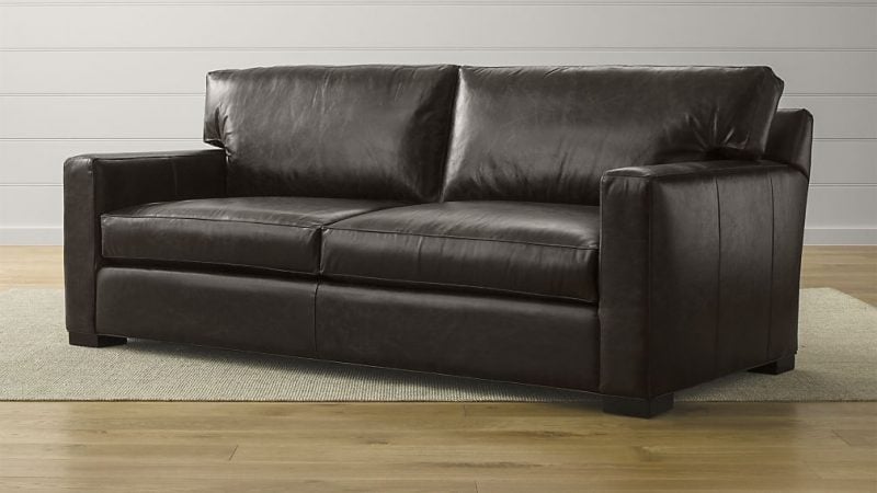 Crate and Barrel Axis II Leather 2-Seat Sofa Libby Espresso crate and barrel annual upholstery sale