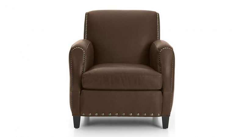 Crate and Barrel Metropole Leather Chair Alfa Saddle annual upholstery sale