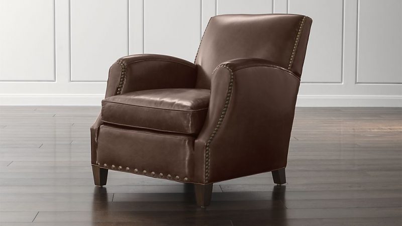 Crate and Barrel Metropole Leather Chair Brompton Vintage Nailheads annual upholstery sale