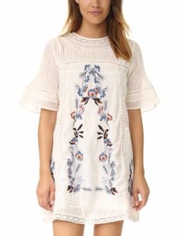 Free People Perfectly Victorian Embroidered Mini Dress Cream embroidered sundresses summer 2017