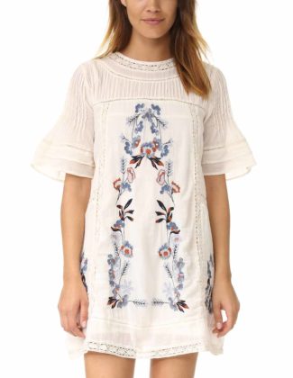 Free People Perfectly Victorian Embroidered Mini Dress Cream embroidered sundresses summer 2017