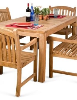 INTERNATIONAL HOME MIAMI Geneve 5-Pc Teak Dining Set outdoor furniture one kings lane 20% sale