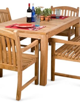 INTERNATIONAL HOME MIAMI Geneve 5-Pc Teak Dining Set outdoor furniture one kings lane 20% sale