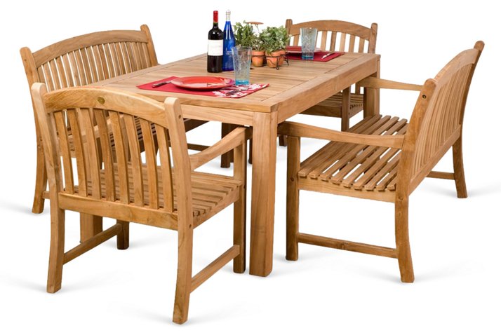 INTERNATIONAL HOME MIAMI Geneve 5-Pc Teak Dining Set outdoor furniture one kings lane 20% sale