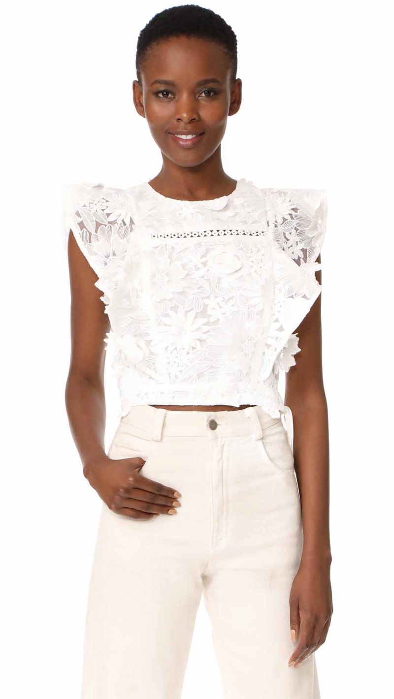 J.O.A. Eyelet Ruffle Top White boho lace blouses summer 2017 shopbop