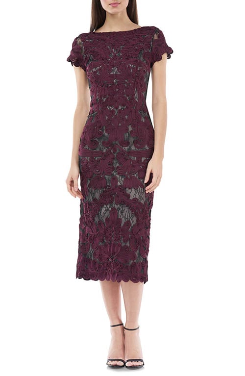 JS Collections Soutache Lace Midi Dress Raisin Black 
