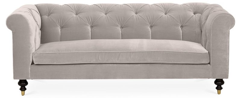 KIM SALMELA Dexter Tufted Sofa, Light Gray Velvet One Kings Lane 20% sale
