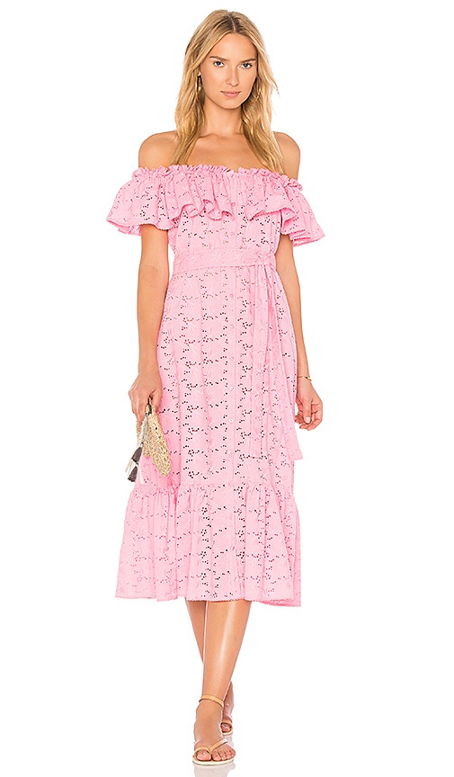 Lisa Marie Fernandez MIRA BUTTON DOWN DRESS Pink Eyelet Embroidered sundresses summer 2017