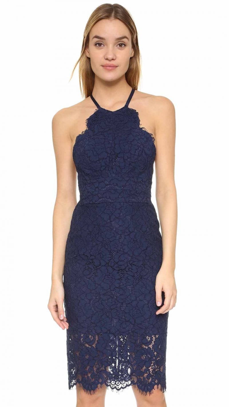 Lover Oasis Halter Dress Navy Blue Lace fall wedding guests 