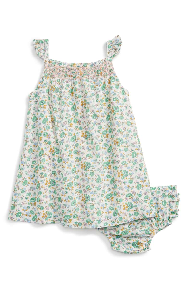 MINI BODEN Summer Smocked Dress Green Multi Summer Floral Print baby girls dresses under $50 dollars nordstrom