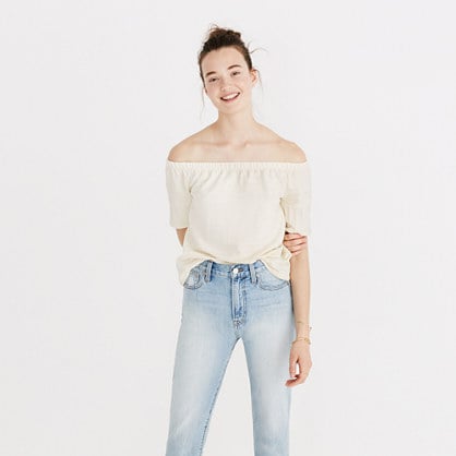 Madewell off-the-shoulder texture top item g7875 antique cream madewell insiders sale