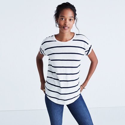 Madewell whisper cotton crewneck tee in creston stripe item f0887 bright ivory madewell insiders sale