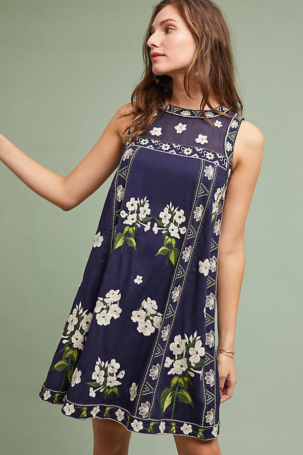 Maeve Rosa Embroidered Swing Dress Navy Blue embroidered sundresses summer 2017