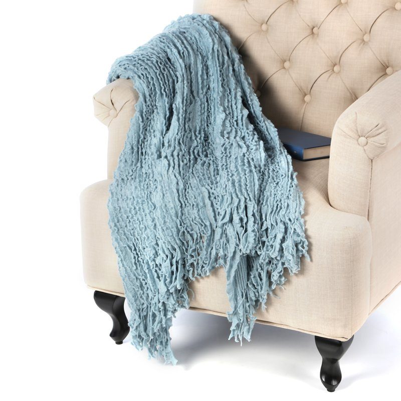 Malibu Ruffled Throw Blanket Blue Joss & Main labor day sale