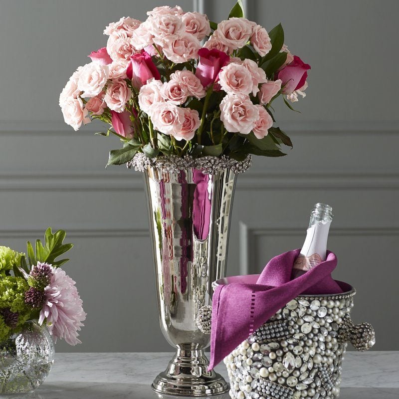 McKenzie Vase Nickel plated brass glass stones joss and main labor day sale