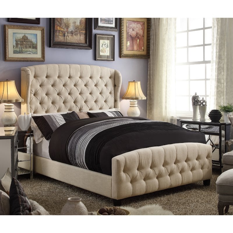Mulhouse Furniture Felisa Queen Upholstered Panel Tufted Bed Beige wayfair labor day clearance sale