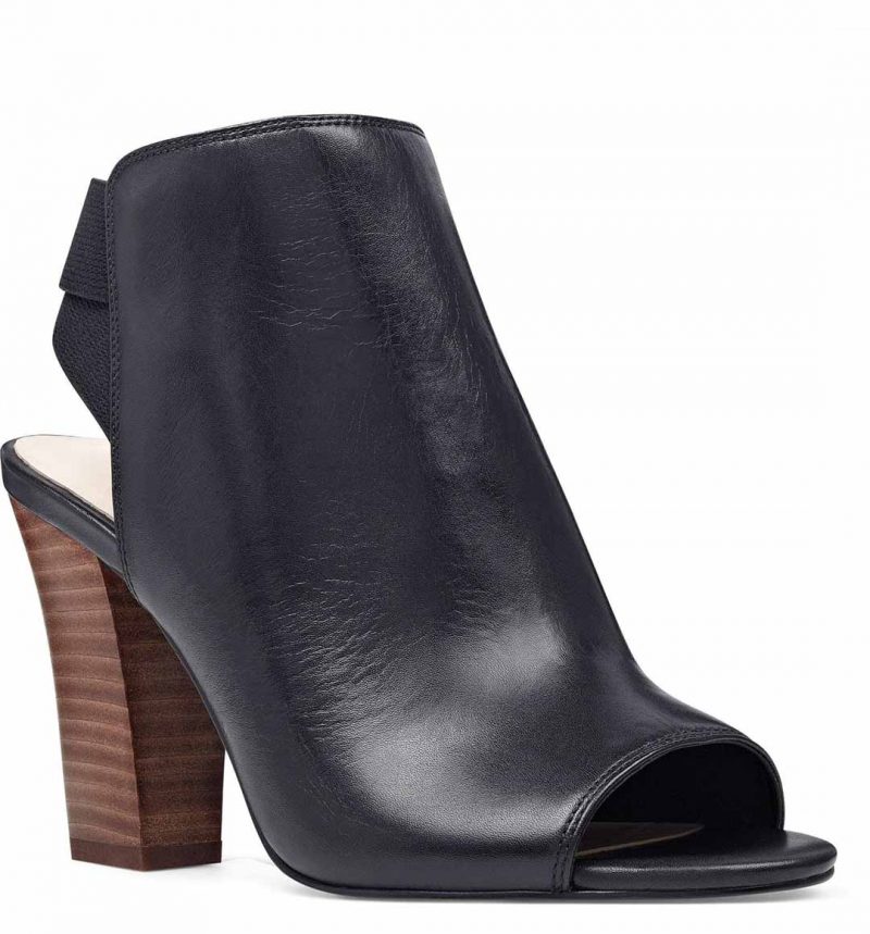 NINE WEST Zofee Peep Toe Bootie Black Leather open toe booties summer fall 2017
