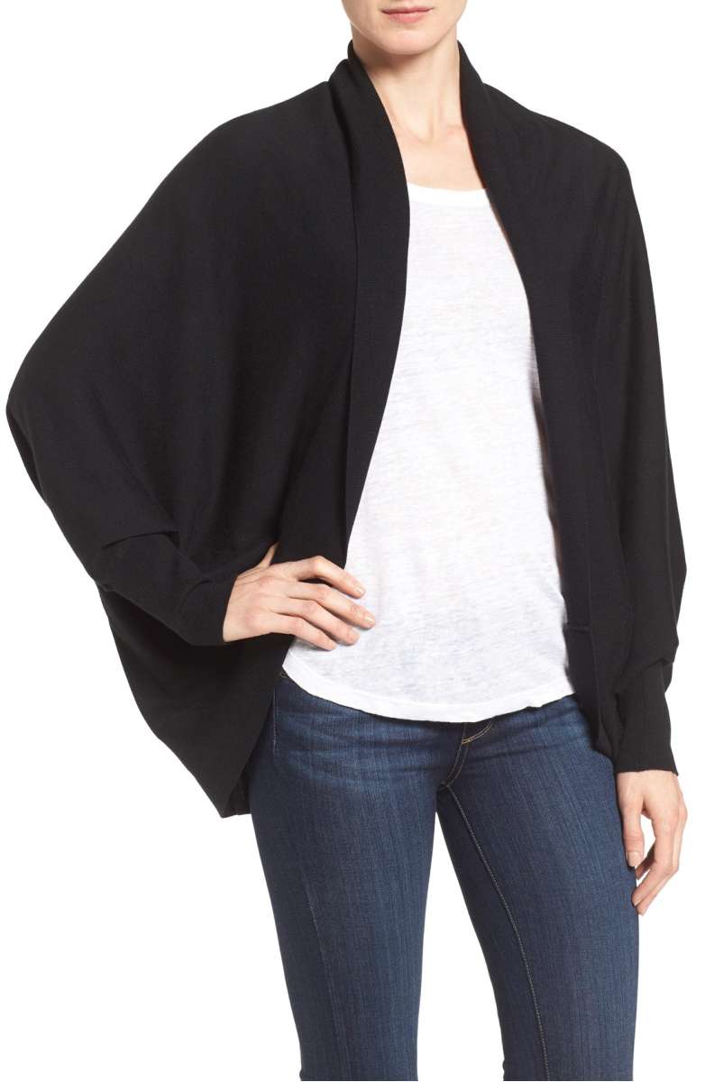 Nordstrom Knit Cocoon Cardigan Black lightweight cardigans fall 2017
