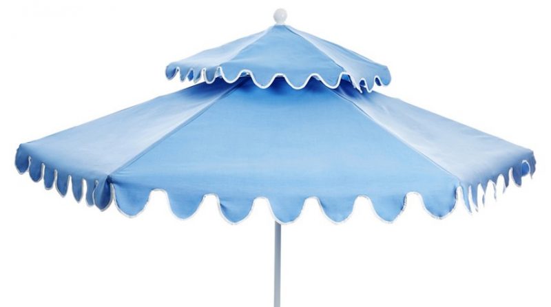 ONE KINGS LANE OUTDOOR Daiana Patio Umbrella, Light Blue/White Sunbrella one kings lane 20% sale