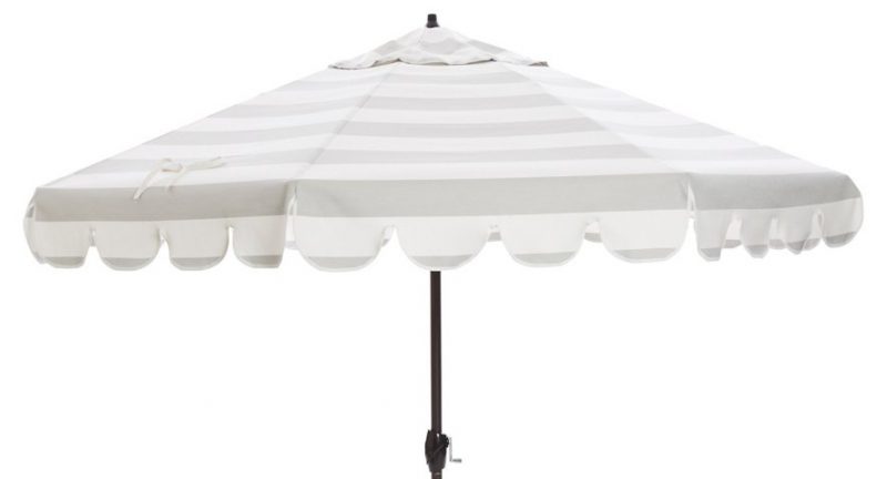 ONE KINGS LANE OUTDOOR Phoebe Scallop-Edge Patio Umbrella, Gray/White one kings lane 20% sale