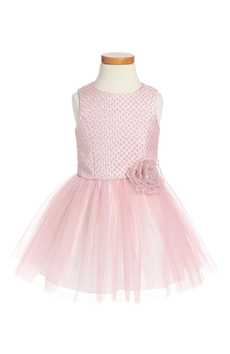 PIPPA & JULIE Brocade & Tulle Dress Pink rosette back to school dresses toddler girls
