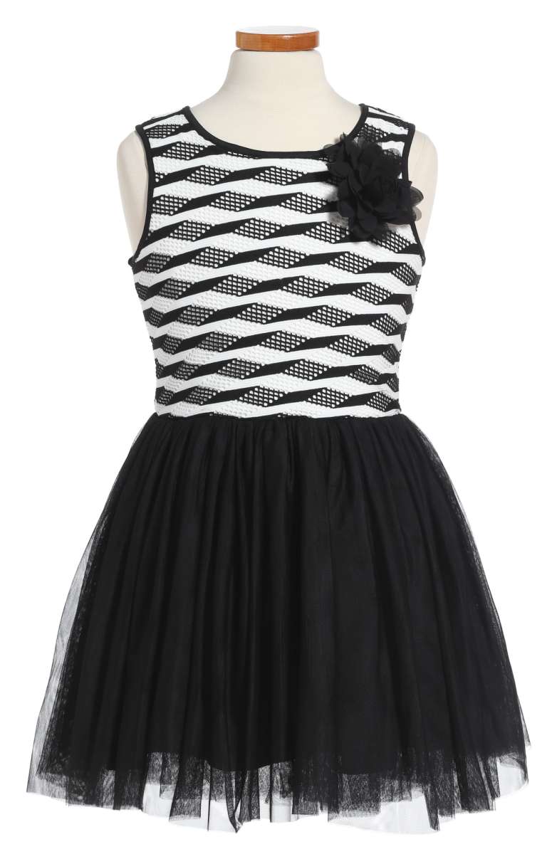 PIPPA & JULIE Stripe Tutu Dress Black White back to school dresses toddler girls