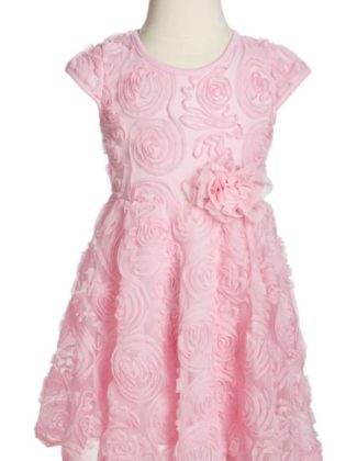 POPATU Ribbon Rosette Flower Dress Pink back to school dresses for toddler girls nordstrom